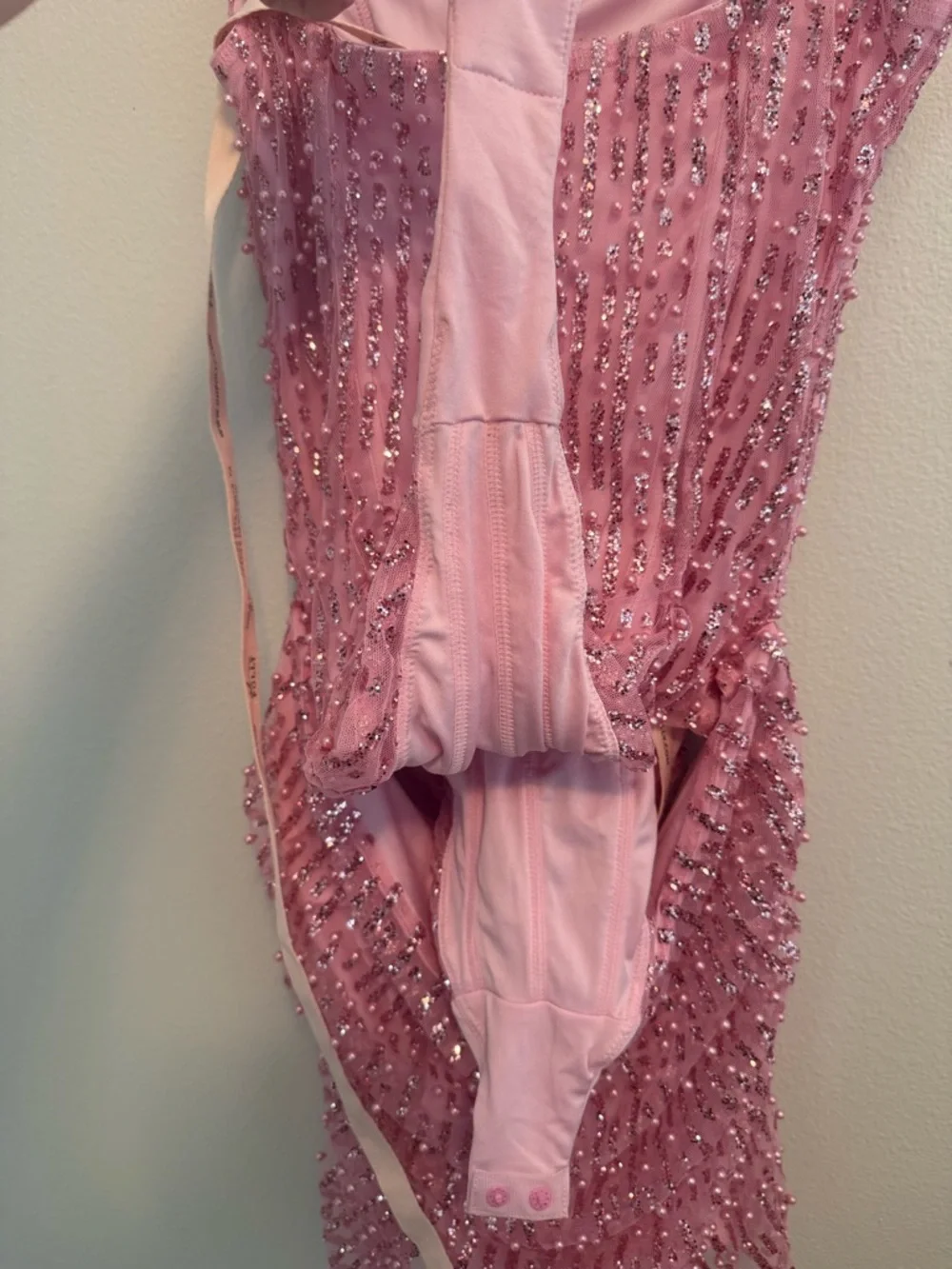 NEW Oh Polly Pink Ziya Embellished Glitter Beaded Strapless Mini Dress barbie - Picture 10 of 12